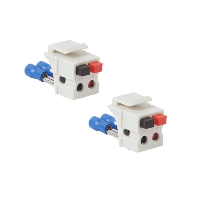 VSEER Speaker Keystone Jack â€“ Spring Loaded Speaker Jack for Keystone Wall Plate, Female to Female, for Home Theater Wall Plates - White (2 Pack) - Image 1